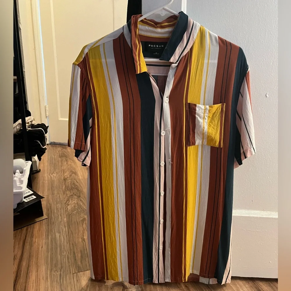 PACSUN Men’s Stripe Button Down - Picture 1 of 4